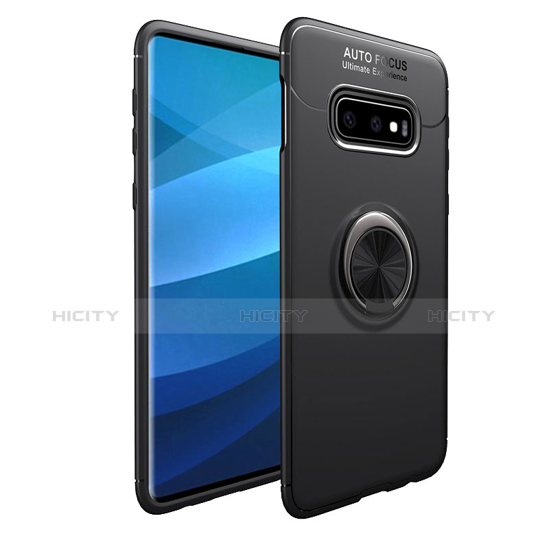 Funda Silicona Carcasa Ultrafina Goma con Magnetico Anillo de dedo Soporte A01 para Samsung Galaxy S10e Negro