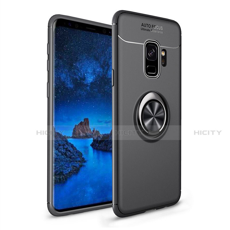 Funda Silicona Carcasa Ultrafina Goma con Magnetico Anillo de dedo Soporte A01 para Samsung Galaxy S9