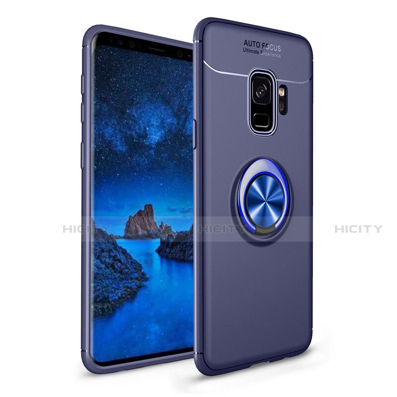 Funda Silicona Carcasa Ultrafina Goma con Magnetico Anillo de dedo Soporte A01 para Samsung Galaxy S9