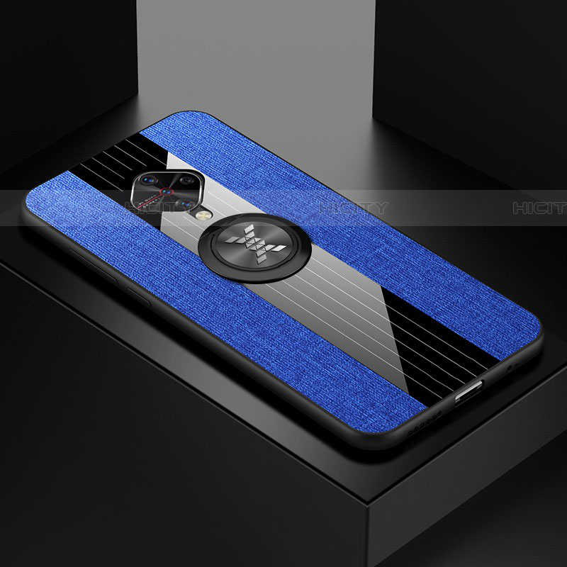 Funda Silicona Carcasa Ultrafina Goma con Magnetico Anillo de dedo Soporte A01 para Vivo S1 Pro Azul