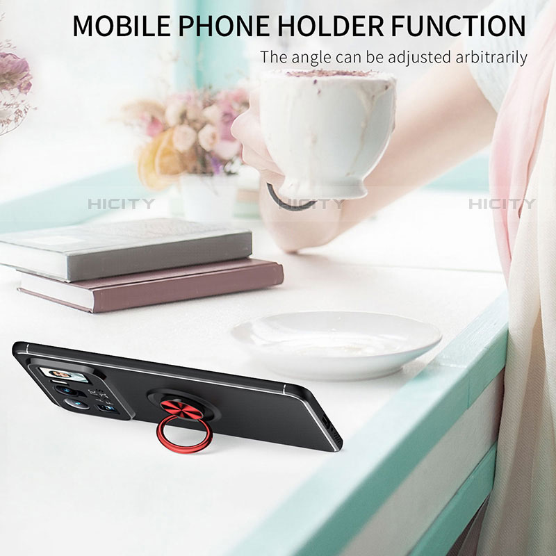 Funda Silicona Carcasa Ultrafina Goma con Magnetico Anillo de dedo Soporte A01 para Xiaomi Mi 11 Ultra 5G