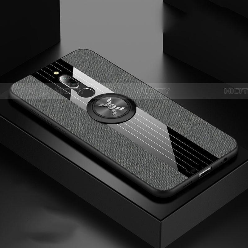 Funda Silicona Carcasa Ultrafina Goma con Magnetico Anillo de dedo Soporte A01 para Xiaomi Redmi 8 Gris Oscuro