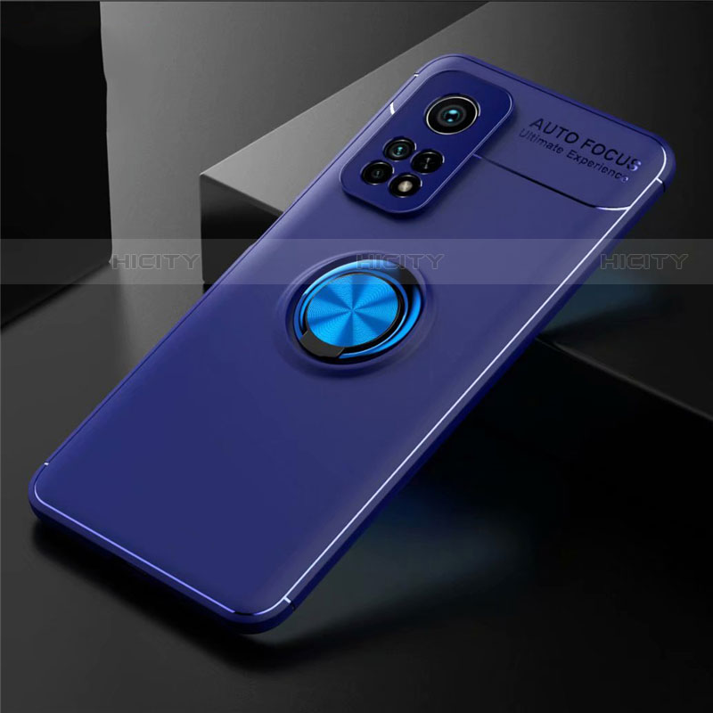 Funda Silicona Carcasa Ultrafina Goma con Magnetico Anillo de dedo Soporte A01 para Xiaomi Redmi K30S 5G Azul