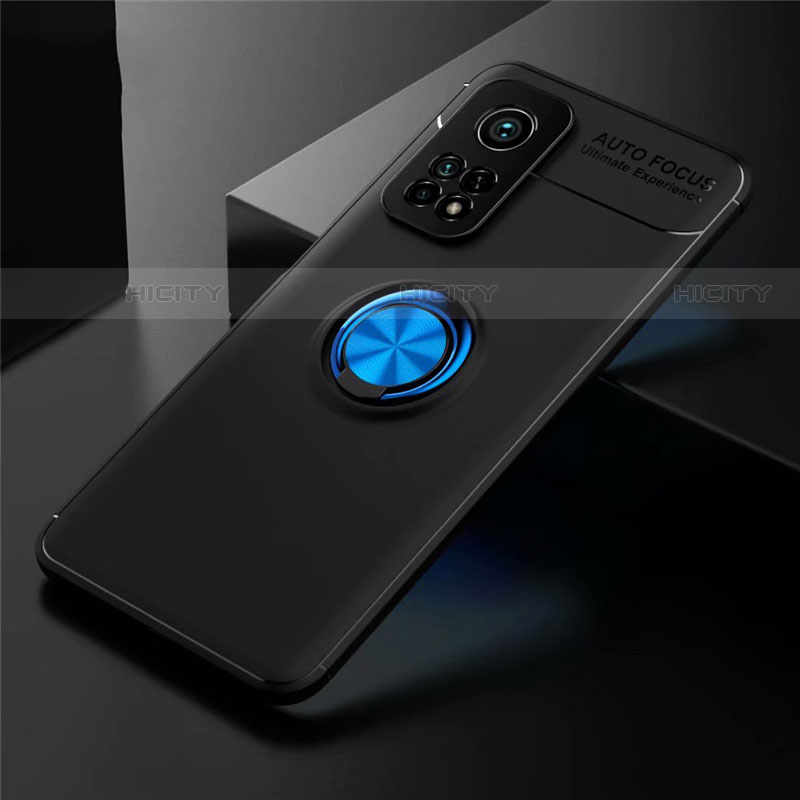 Funda Silicona Carcasa Ultrafina Goma con Magnetico Anillo de dedo Soporte A01 para Xiaomi Redmi K30S 5G Azul y Negro