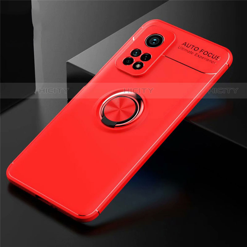 Funda Silicona Carcasa Ultrafina Goma con Magnetico Anillo de dedo Soporte A01 para Xiaomi Redmi K30S 5G Rojo