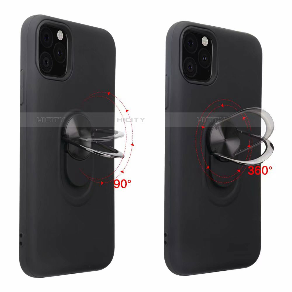 Funda Silicona Carcasa Ultrafina Goma con Magnetico Anillo de dedo Soporte A02 para Apple iPhone 11 Pro