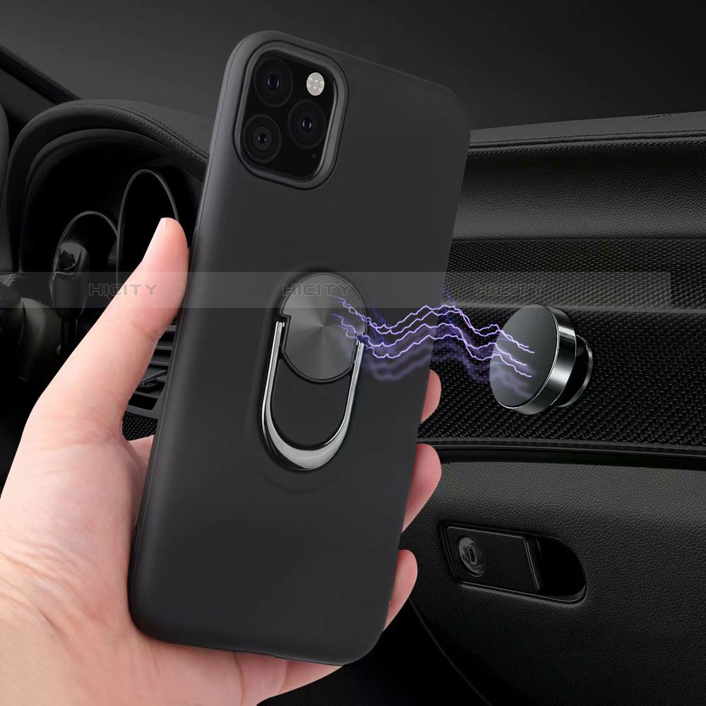 Funda Silicona Carcasa Ultrafina Goma con Magnetico Anillo de dedo Soporte A02 para Apple iPhone 11 Pro