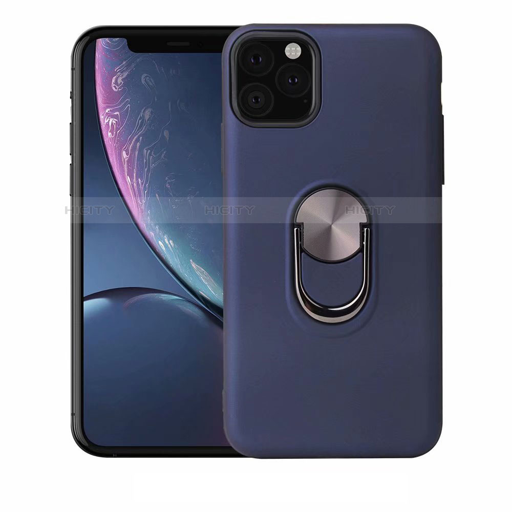 Funda Silicona Carcasa Ultrafina Goma con Magnetico Anillo de dedo Soporte A02 para Apple iPhone 11 Pro Azul