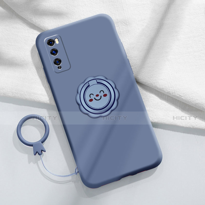 Funda Silicona Carcasa Ultrafina Goma con Magnetico Anillo de dedo Soporte A02 para Huawei Enjoy 20 Pro 5G Gris