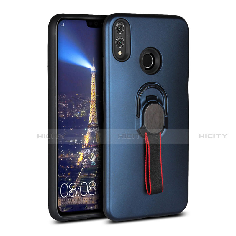 Funda Silicona Carcasa Ultrafina Goma con Magnetico Anillo de dedo Soporte A02 para Huawei Honor View 10 Lite Azul