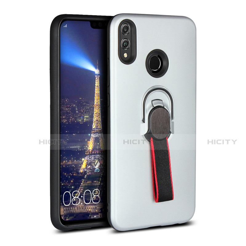 Funda Silicona Carcasa Ultrafina Goma con Magnetico Anillo de dedo Soporte A02 para Huawei Honor View 10 Lite Blanco