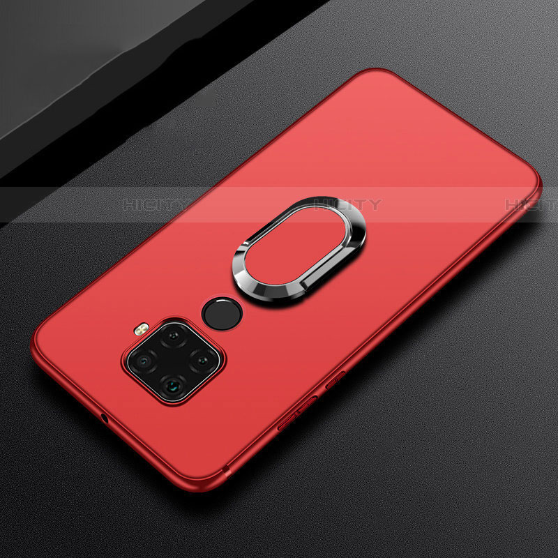 Funda Silicona Carcasa Ultrafina Goma con Magnetico Anillo de dedo Soporte A02 para Huawei Nova 5i Pro Rojo