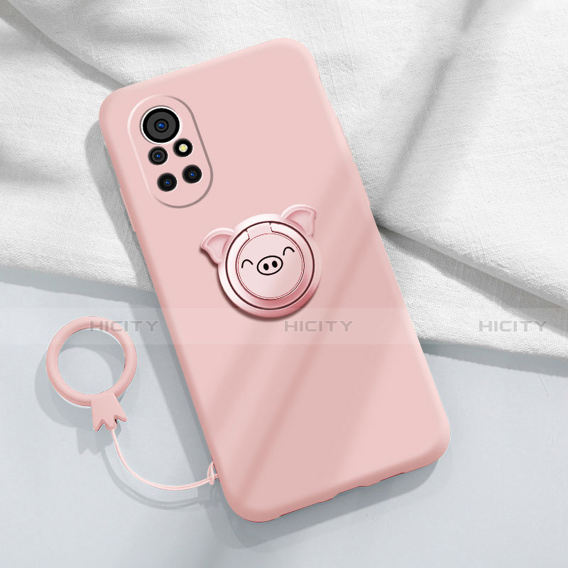 Funda Silicona Carcasa Ultrafina Goma con Magnetico Anillo de dedo Soporte A02 para Huawei Nova 8 5G