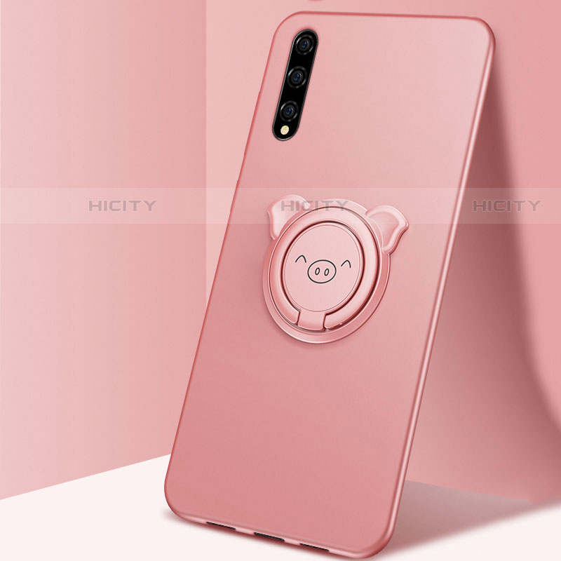 Funda Silicona Carcasa Ultrafina Goma con Magnetico Anillo de dedo Soporte A02 para Huawei P smart S Oro Rosa