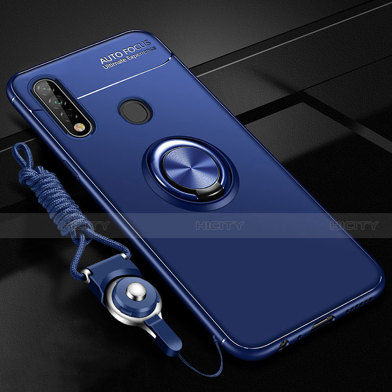 Funda Silicona Carcasa Ultrafina Goma con Magnetico Anillo de dedo Soporte A02 para Oppo A8 Azul