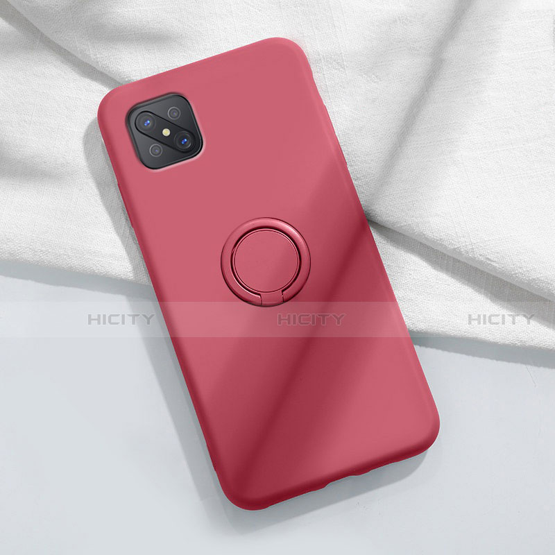 Funda Silicona Carcasa Ultrafina Goma con Magnetico Anillo de dedo Soporte A02 para Oppo A92s 5G