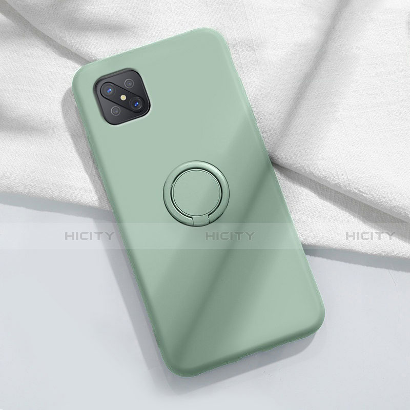 Funda Silicona Carcasa Ultrafina Goma con Magnetico Anillo de dedo Soporte A02 para Oppo A92s 5G Cian