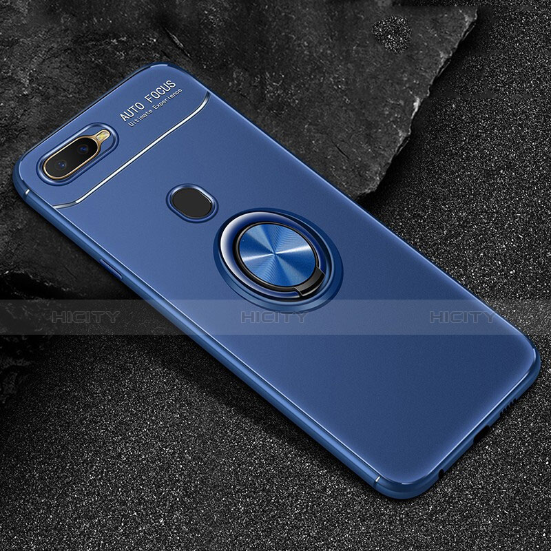 Funda Silicona Carcasa Ultrafina Goma con Magnetico Anillo de dedo Soporte A02 para Oppo AX7 Azul