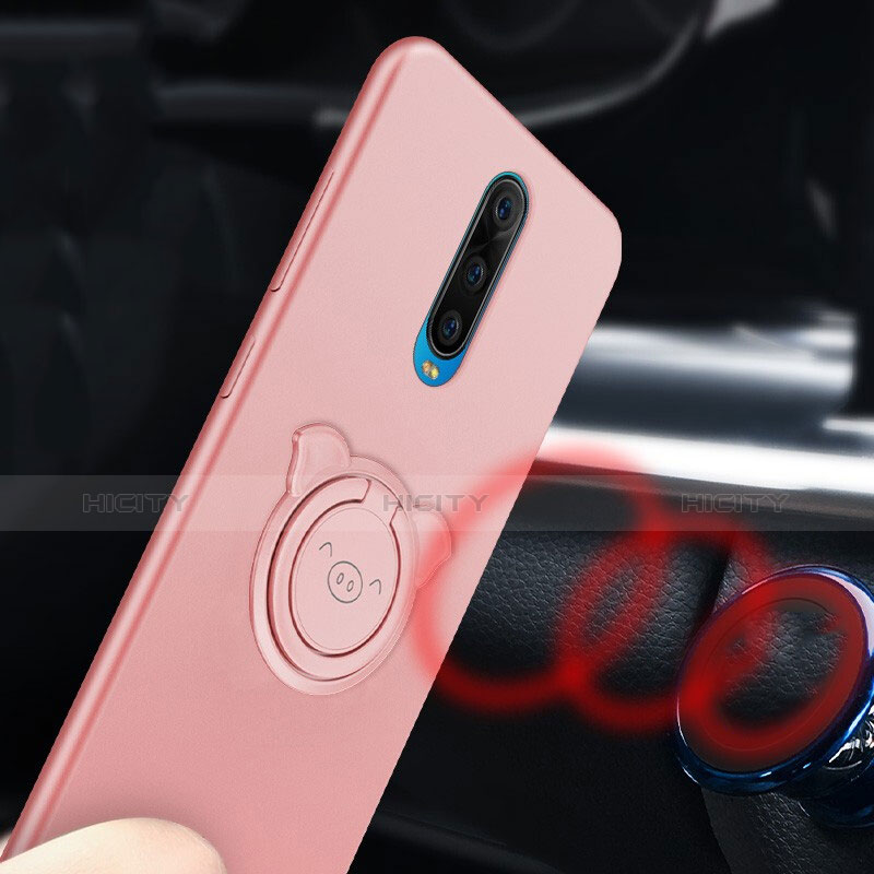 Funda Silicona Carcasa Ultrafina Goma con Magnetico Anillo de dedo Soporte A02 para Oppo R17 Pro