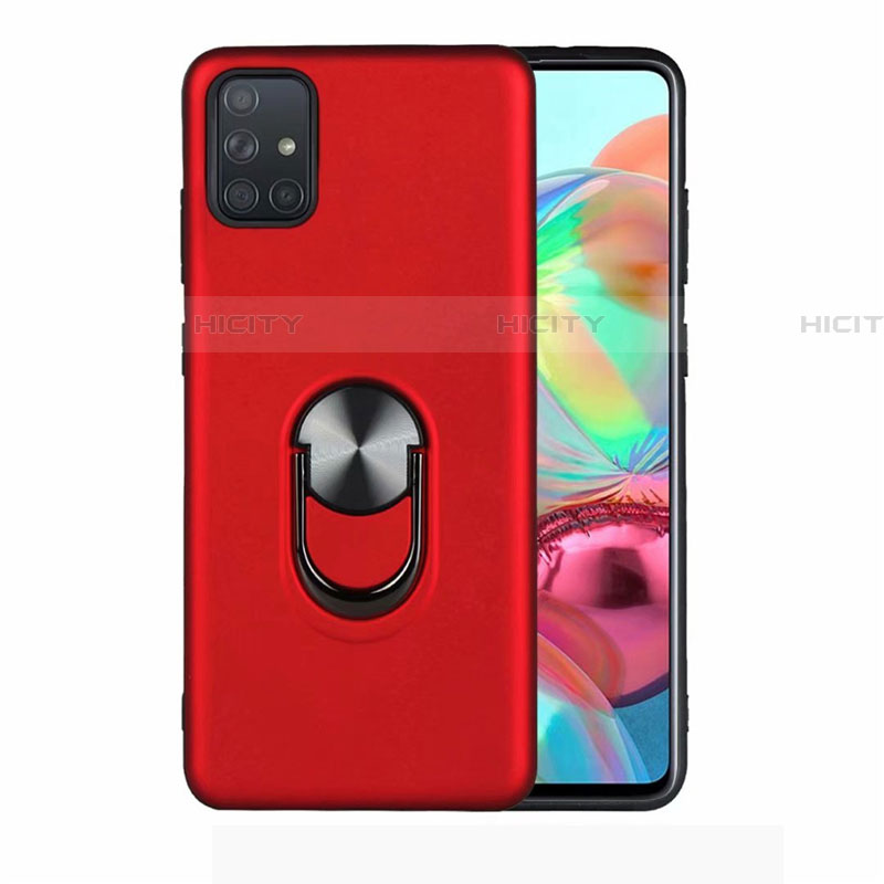 Funda Silicona Carcasa Ultrafina Goma con Magnetico Anillo de dedo Soporte A02 para Samsung Galaxy A51 5G Rojo