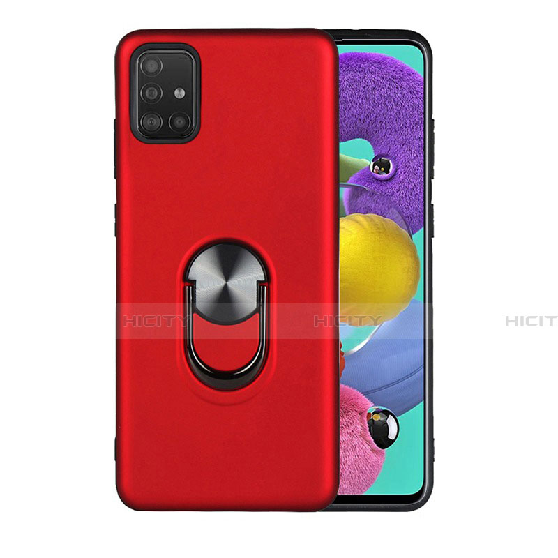 Funda Silicona Carcasa Ultrafina Goma con Magnetico Anillo de dedo Soporte A02 para Samsung Galaxy A71 5G Rojo