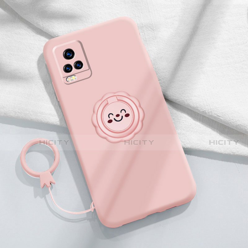 Funda Silicona Carcasa Ultrafina Goma con Magnetico Anillo de dedo Soporte A02 para Vivo V20 Pro 5G