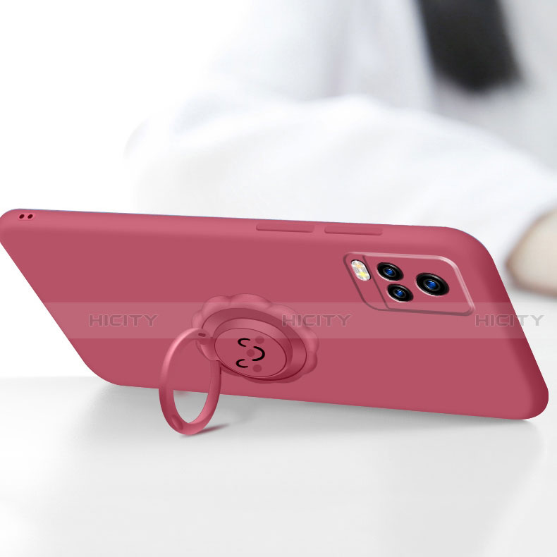 Funda Silicona Carcasa Ultrafina Goma con Magnetico Anillo de dedo Soporte A02 para Vivo V20 Pro 5G