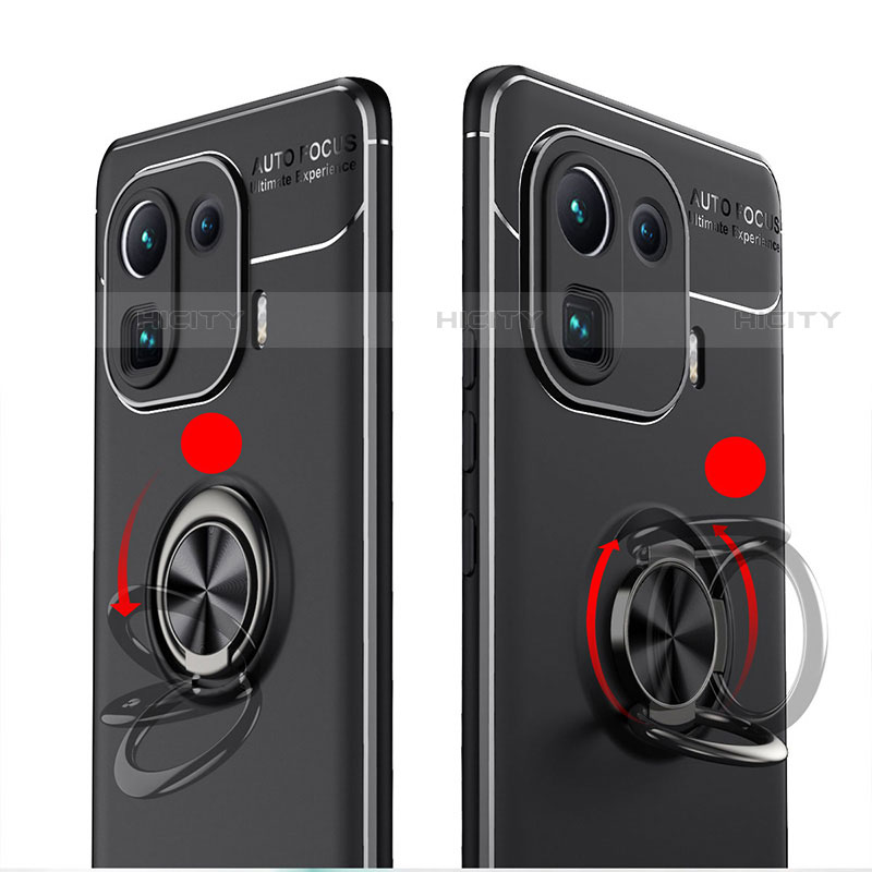 Funda Silicona Carcasa Ultrafina Goma con Magnetico Anillo de dedo Soporte A02 para Xiaomi Mi 11 Pro 5G