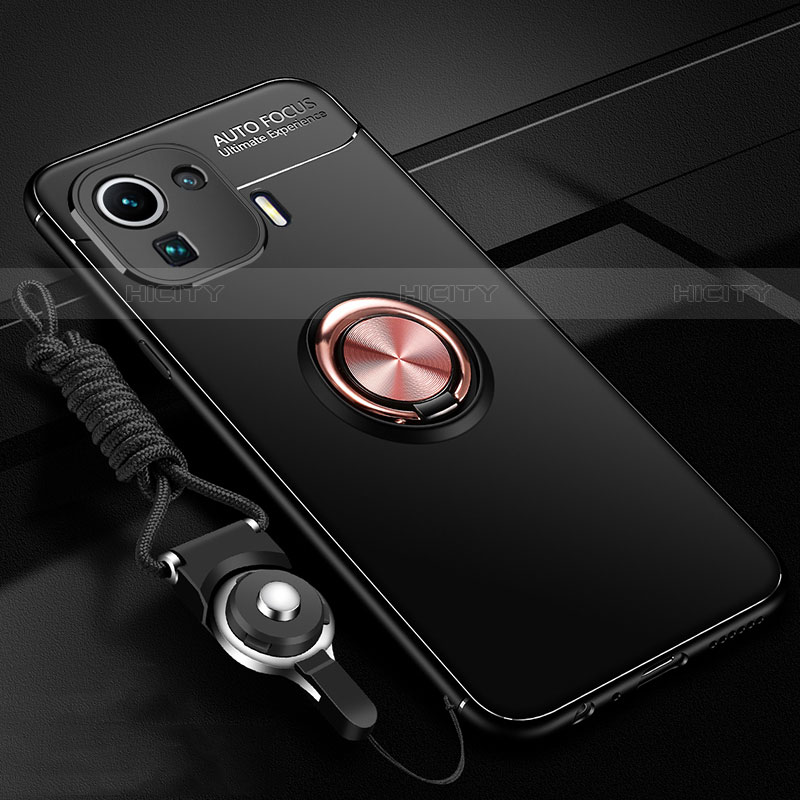 Funda Silicona Carcasa Ultrafina Goma con Magnetico Anillo de dedo Soporte A02 para Xiaomi Mi 11 Pro 5G