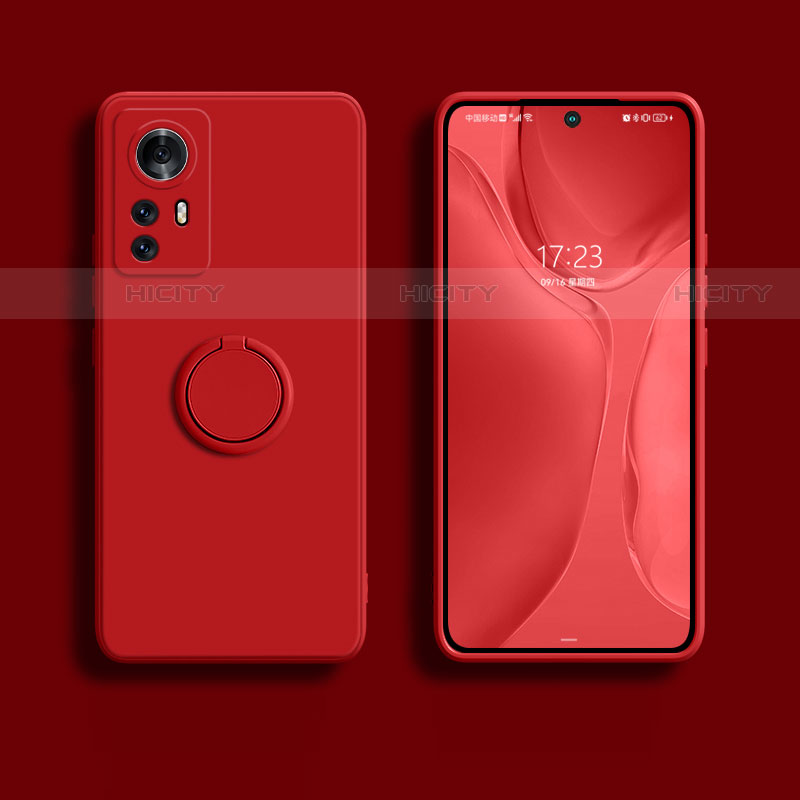 Funda Silicona Carcasa Ultrafina Goma con Magnetico Anillo de dedo Soporte A02 para Xiaomi Mi 12 Pro 5G Rojo