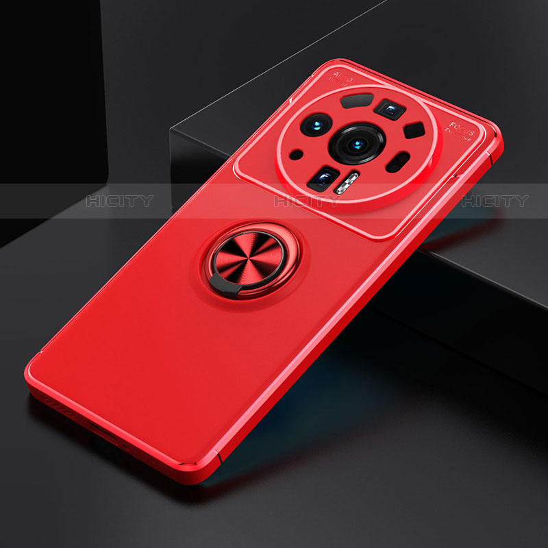 Funda Silicona Carcasa Ultrafina Goma con Magnetico Anillo de dedo Soporte A02 para Xiaomi Mi 12 Ultra 5G Rojo