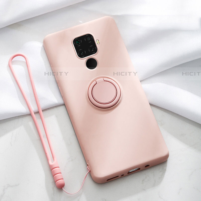 Funda Silicona Carcasa Ultrafina Goma con Magnetico Anillo de dedo Soporte A03 para Huawei Mate 30 Lite Rosa