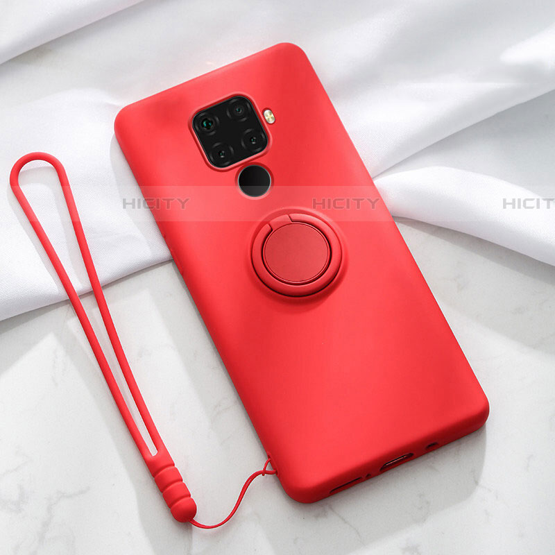 Funda Silicona Carcasa Ultrafina Goma con Magnetico Anillo de dedo Soporte A03 para Huawei Nova 5i Pro Rojo