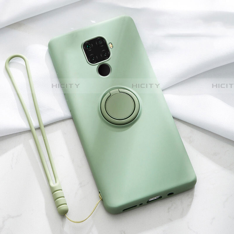 Funda Silicona Carcasa Ultrafina Goma con Magnetico Anillo de dedo Soporte A03 para Huawei Nova 5i Pro Verde