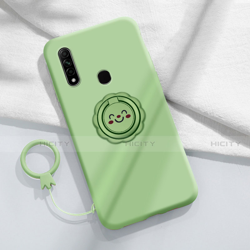 Funda Silicona Carcasa Ultrafina Goma con Magnetico Anillo de dedo Soporte A03 para Oppo A8 Cian