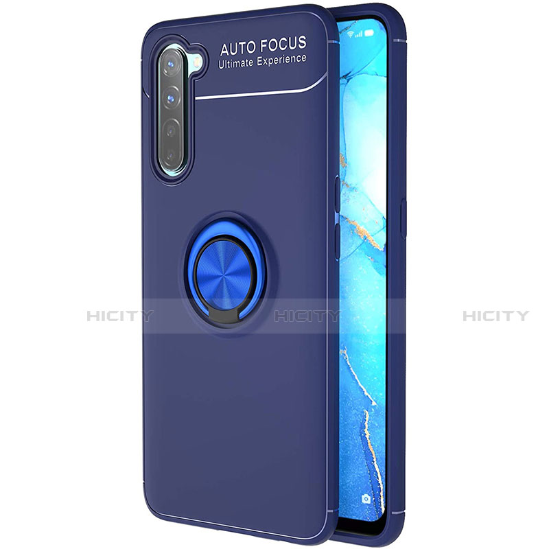 Funda Silicona Carcasa Ultrafina Goma con Magnetico Anillo de dedo Soporte A03 para Oppo F15 Azul