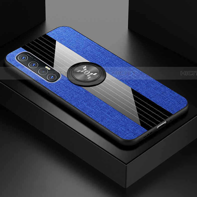 Funda Silicona Carcasa Ultrafina Goma con Magnetico Anillo de dedo Soporte A03 para Oppo Find X2 Neo Azul