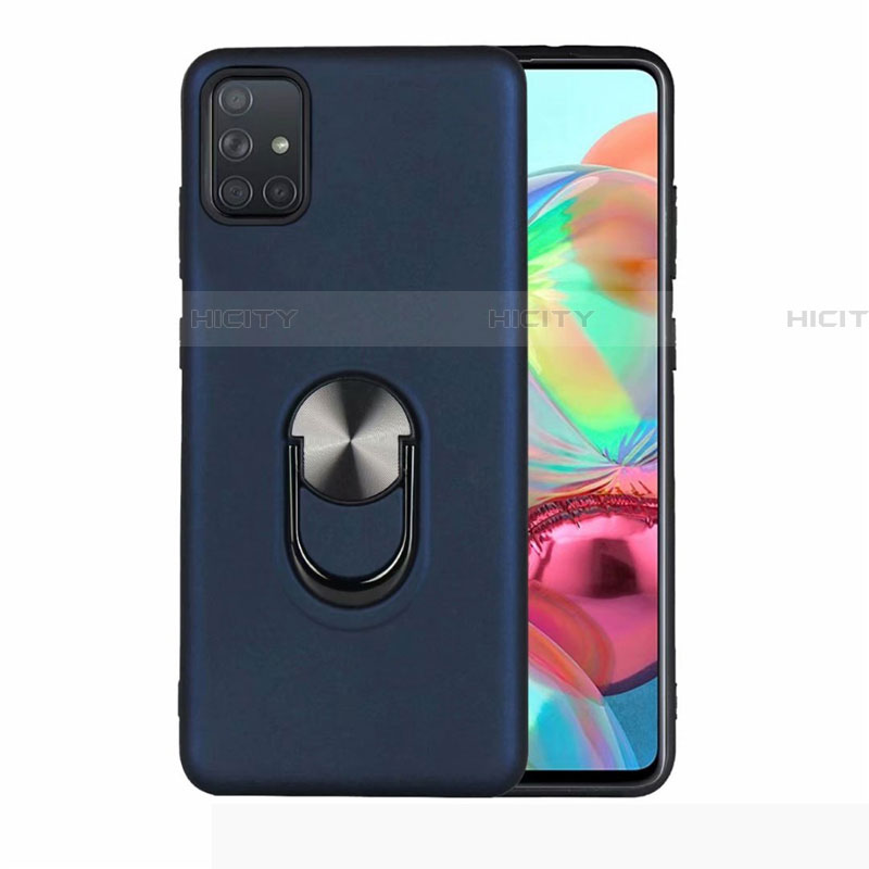 Funda Silicona Carcasa Ultrafina Goma con Magnetico Anillo de dedo Soporte A03 para Samsung Galaxy A71 5G Azul