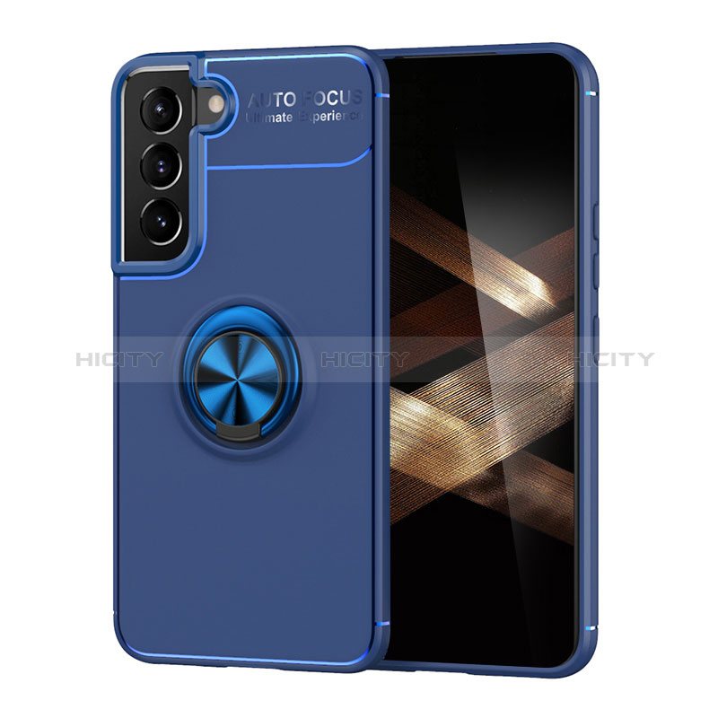 Funda Silicona Carcasa Ultrafina Goma con Magnetico Anillo de dedo Soporte A03 para Samsung Galaxy S24 Plus 5G Azul