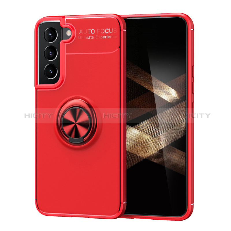 Funda Silicona Carcasa Ultrafina Goma con Magnetico Anillo de dedo Soporte A03 para Samsung Galaxy S24 Plus 5G Rojo