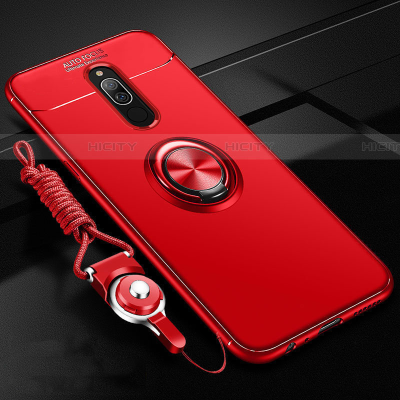 Funda Silicona Carcasa Ultrafina Goma con Magnetico Anillo de dedo Soporte A03 para Xiaomi Redmi 8 Rojo