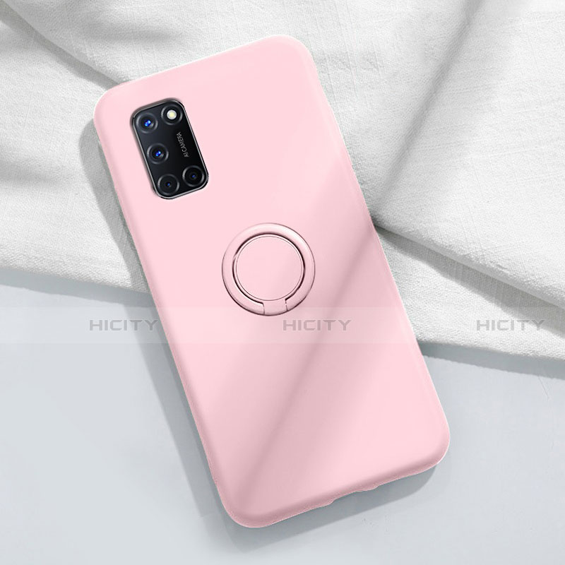 Funda Silicona Carcasa Ultrafina Goma con Magnetico Anillo de dedo Soporte A04 para Oppo A52