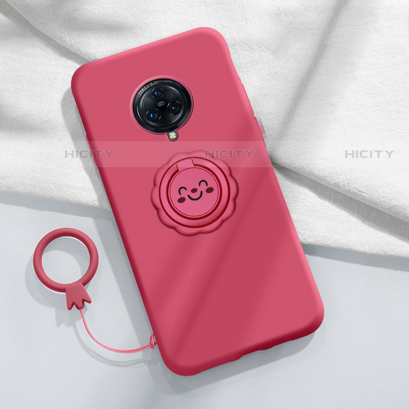 Funda Silicona Carcasa Ultrafina Goma con Magnetico Anillo de dedo Soporte A04 para Vivo Nex 3 5G Rojo Rosa