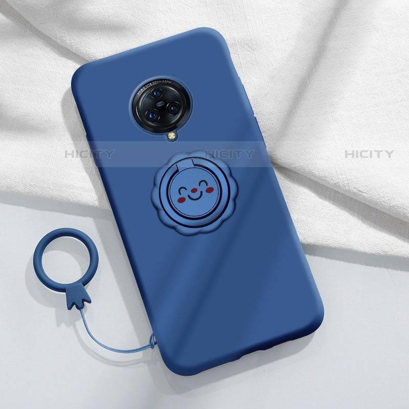 Funda Silicona Carcasa Ultrafina Goma con Magnetico Anillo de dedo Soporte A04 para Vivo Nex 3S Azul