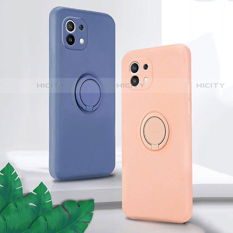 Funda Silicona Carcasa Ultrafina Goma con Magnetico Anillo de dedo Soporte A04 para Xiaomi Mi 11 Pro 5G