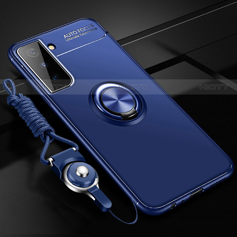 Funda Silicona Carcasa Ultrafina Goma con Magnetico Anillo de dedo Soporte A05 para Samsung Galaxy S23 5G Azul
