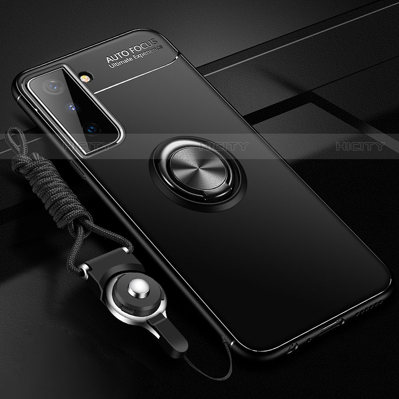 Funda Silicona Carcasa Ultrafina Goma con Magnetico Anillo de dedo Soporte A05 para Samsung Galaxy S23 5G Negro
