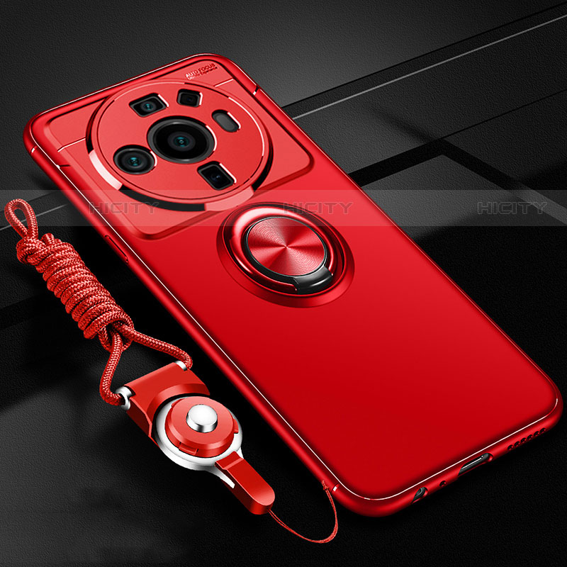 Funda Silicona Carcasa Ultrafina Goma con Magnetico Anillo de dedo Soporte A05 para Xiaomi Mi 12 Ultra 5G Rojo