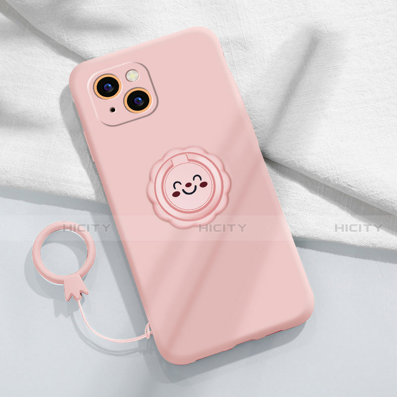 Funda Silicona Carcasa Ultrafina Goma con Magnetico Anillo de dedo Soporte A06 para Apple iPhone 13 Mini