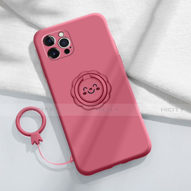 Funda Silicona Carcasa Ultrafina Goma con Magnetico Anillo de dedo Soporte A06 para Apple iPhone 13 Pro Max